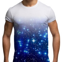 Blue Galaxy All Over Print Fashion Holiday Hipster Summer Mens T Shirt