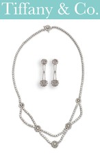 Tiffany & Co Diamond Flower Necklace and Earring Set Platinum
