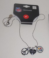 Pittsburgh Steelers NFL Football Team Logo Charms Heart Peace 18" Necklace MOC