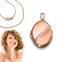 Foto Medaillon Damen Bild Amulett zum öffnen mit Kette Silber 925 Rosègold VG