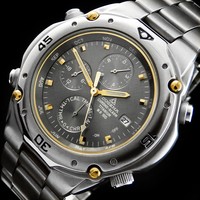 DUGENA FULL-TITANIUM TWIN-ALARM CHRONOGRAPH 100M HERREN UHR + KALENDER + TIMER