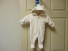 NWT Boys Girls OLD NAVY Winter White Fleece bunting Jacket Snowsuit Size 0-3M