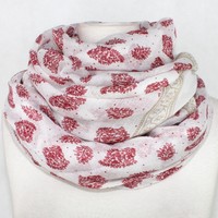 Loop Schal Tuch Fashion Vintage Paisley Rot Weiß Creme NEU XXL