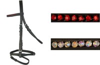 Trense "Diamonds" Stirnband mit einreihiger Strasskette Leder Alle Größen NEU