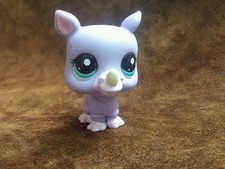 Littlest Pet Shop Purple Rhino #1908 Blue Hazel Eyes rhinoceros pink lavender