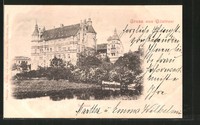 schöne AK Güstrow, Blick zum Schloß 1901 