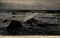 Arendsee Kühlungsborn Ostsee alte Postkarte AK 1910 Meer Strand Brandung Wellen