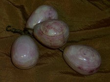 Alabaster Plump Purple Amethyst Figs Cluster from Italy Wire Stem Deep Veined