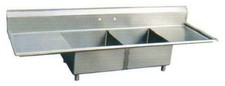 Stainless Steel 2 Compartment Sink 14x16 Left Right Drainboard Nsf Sms-2-1416D