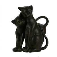 Resin Figur 2 Katzen schwarz spielen Retro Stil Dekoration Geschenkidee