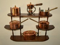 Grosses Regal Kupfertöpfe Pfannen Kasserollen Einzelteil Set Dachbodenfund Deko 