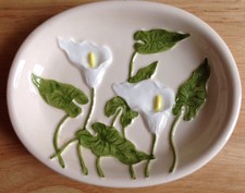 Takahashi Calla White Lily Soap Dish, San Francisco, Ca, Made In Japan, New
