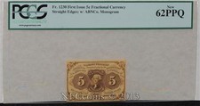 Fr. 1230 Five Cents 5c First Issue Fractional Currency New 62 Ppq Pcgs