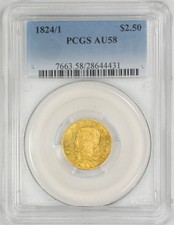 1824/1 $2.50 Gold Capped Bust - Pcgs Au58