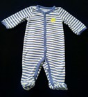 Carter's Baby Boy 3 M Blue Striped Yellow Monster Footed Fleece Sleeper