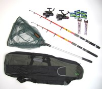 Angelset Komplettset  Rollen  Ruten  Zubehör Kescher Rutentasche Posen  7