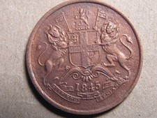 India copper 1/2 Anna Eic 1845C Unc