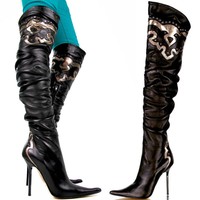 ★ BIONDINI ★ LUXUS EDEL ELEGANT SEXY OVERKNEE & STIEFEL LEDER SCHWARZ BRONZE 38