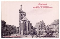 AK Stuttgart (180) - Schillerplatz mit Stiftskirche um 1900
