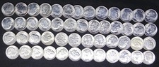 1955 S Roosevelt Dimes Gem Brilliant Uncirculated Bu Full Roll 50 Silver Coins