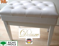 Luxus Klavierhocker Klavierbank Pianobank Flügel + Notenfach  weiß Skai Leder