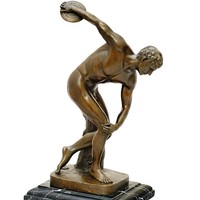BRONZE DISKUSWERFER FIGUR griechisch-antike FORM OLYMPIA SKULPTUR NACKTER ATHLET