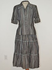 Claire McCardell for Benham Gray Cotton Halter Dress w Jacket w Peplum Sm - Med