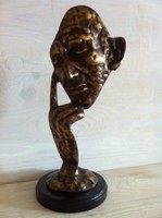Der Denker*Kunst*Bronzefigur*Skulptur*Marmorplatte*Schreibtischskulptur*Maske*