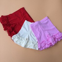 New Girls Toddler's Solid Layered Double Ruffle Shorts Bottoms Pant 2 3 4 5 6