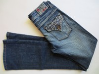 Stretchjeans Jeans OLALA Schlagjeans 27 34 Strass denim blue used TIP TOP/D15