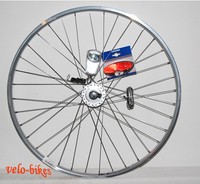 Komplett Vorderrad Nabendynamo 28 Zoll, silber,Scheinwerfer 35 LUX + Rücklicht