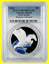 2014 pegasus 1 oz Silver Pegasus colorized Pcgs Pr 70 Dcam First Strike Pop 15