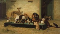 Table d Hote at a Dogs Home Charles Landseer Hunde Pension Tiere B A3 01077