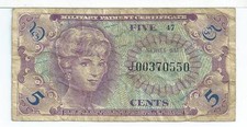 Replacement Note Military Payment Certificate Mpc Series641 5 cents 550