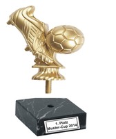 Trophäe Fußballschuh+Ball in Gold/Sil mit Sockel aus Marmor inkl. Beschriftung 