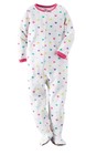 NWT Carter's Girls White Zip Up Footed Pajamas Rainbow Hearts Sz 3T Pink Purple 