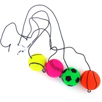 12x Sportball an Gummischnur Ø 4 cm, Tennisball, Basketball, Baseball, Fußball