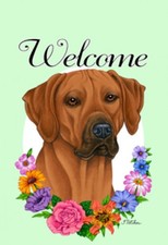 Garden Indoor/Outdoor Welcome Flag (Flowers) - Rhodesian Ridgeback 630881