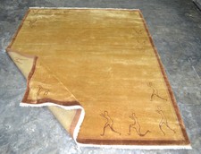 Vintage Thick Persian Gabbeh 6'.7'X8'.4" hand knotted Wool Rug Pk1421