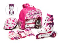 Inliner verstellbar Doppelrollen Skates Kinder Set Kinderinliner Schutzset Helm