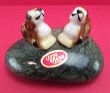 Vintage Bone China Japan Deer Fawn Laying On Granite Paper Weight Desk Top