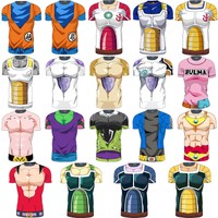 Herren Kurzarm T-Shirt Dragonball Z Super Saiyan Goku Vegeta Kostüm Shirt Jersey