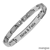 Armband Edelstahl mit Diamantgravur 20 cm - Gravur nach Wahl - Damen/Herren NEU