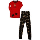 Lazy One Kids Children PJ Pajamas Sleepwear Toddler Red Brown Chocolate Moose