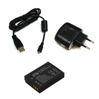 Akku + USB-Ladekabel + Netzteil, Ladegerät USB (B) für Nikon Coolpix S9100