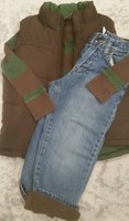 Old Navy 3t Boys Clothes Lot, Puffer Vest, Lined Jeans & Thermal Shirt