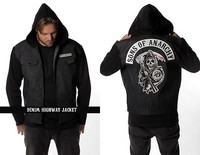 AUTHENTIC SONS OF ANARCHY BLACK DENIM HIGHWAY REAPER PATCH LINED JACKET S-4XL