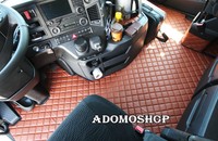 LKW KUNSTLEDER FUßMATTEN für MERCEDES ACTROS MP4 mit Sitzsockelverkleidung Braun