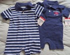 New Osh Kosh B'gosh Romper Boy's 3M 6M Striped or Solid Blue One Piece