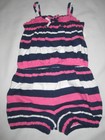 NWT BABY GAP Girls Blue Pink Striped Shortall Romper Shorts Outfit 3T